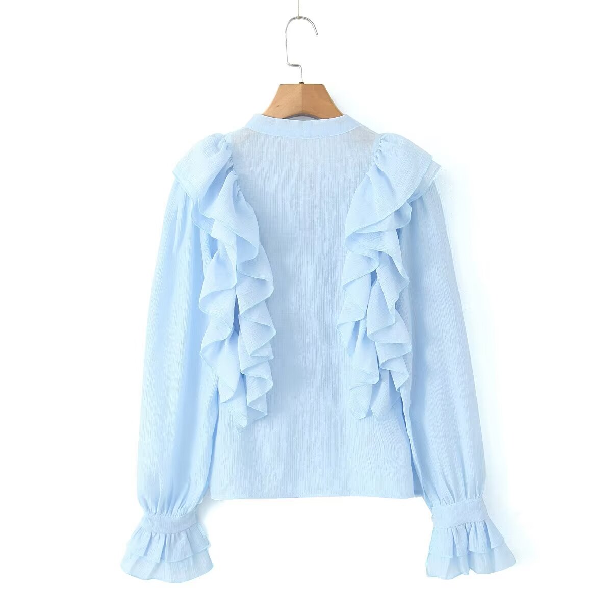 French Sweet Ruffled Bow Tie Shirt