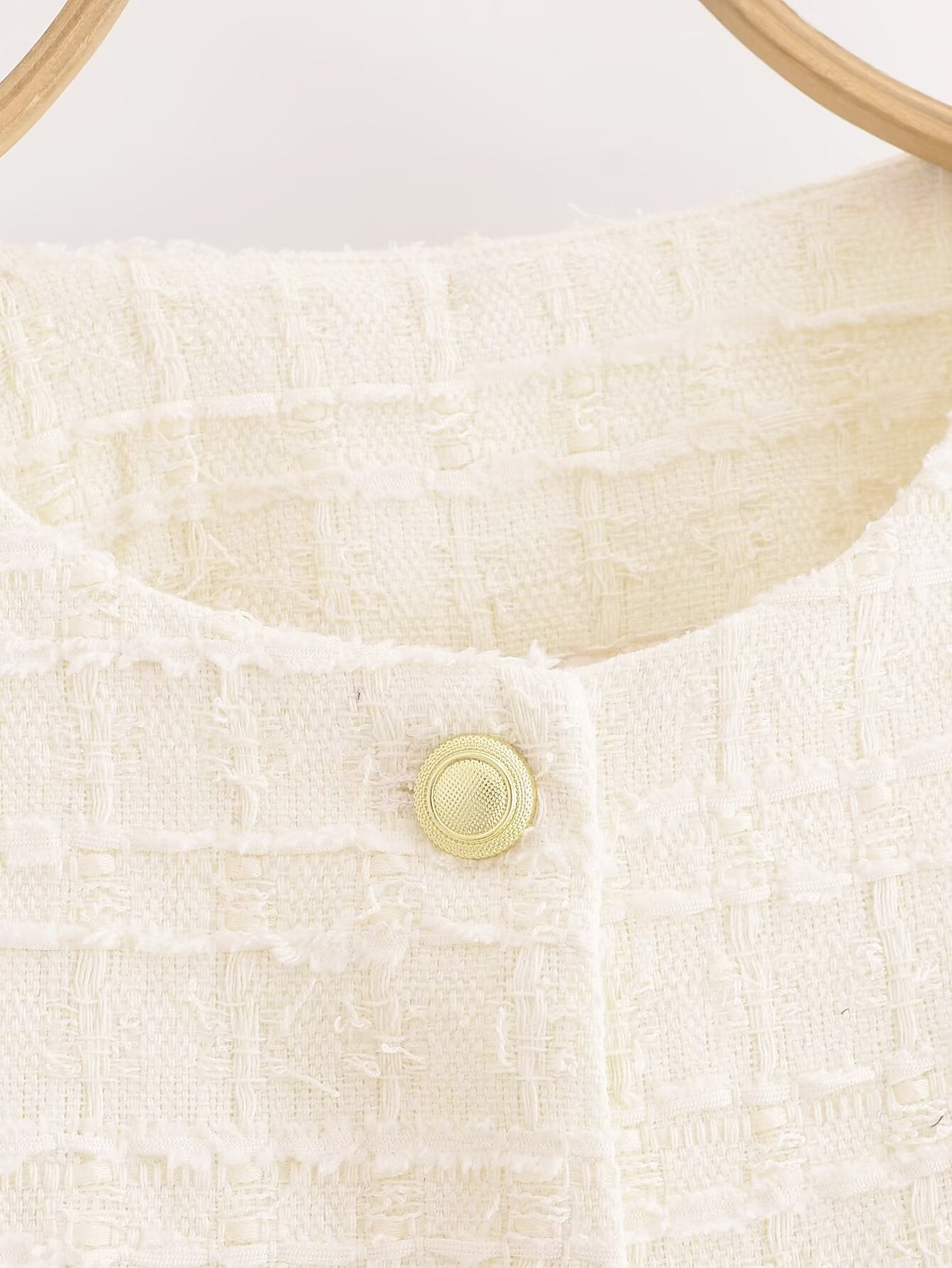 Cream boucle crop trophy jacket