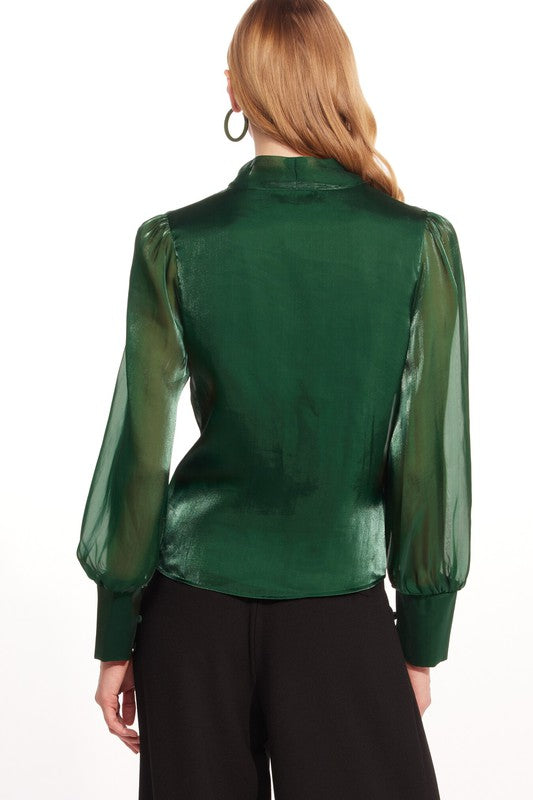 Eva Franco Organza Blythe Blouse with Front Bow