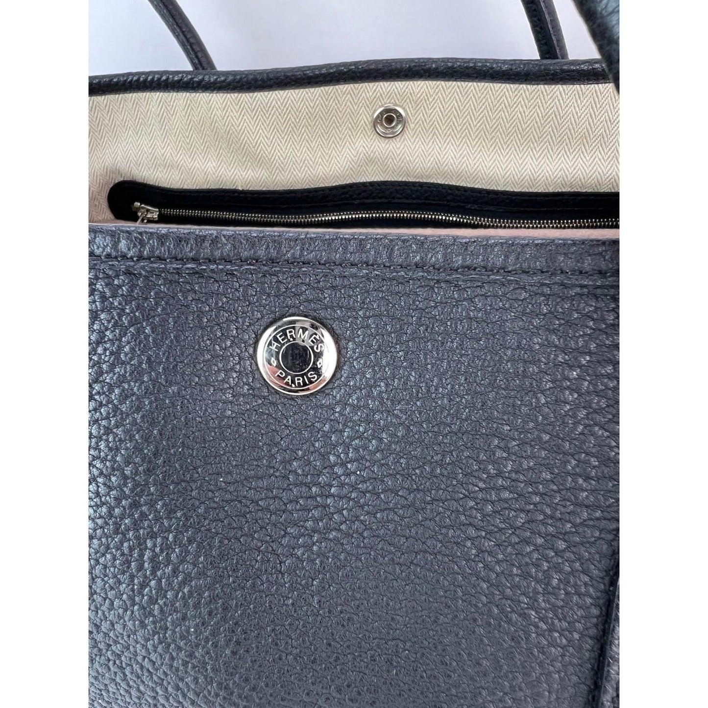 Hermes Negonda Garden Party MM 36 Black Leather Tote