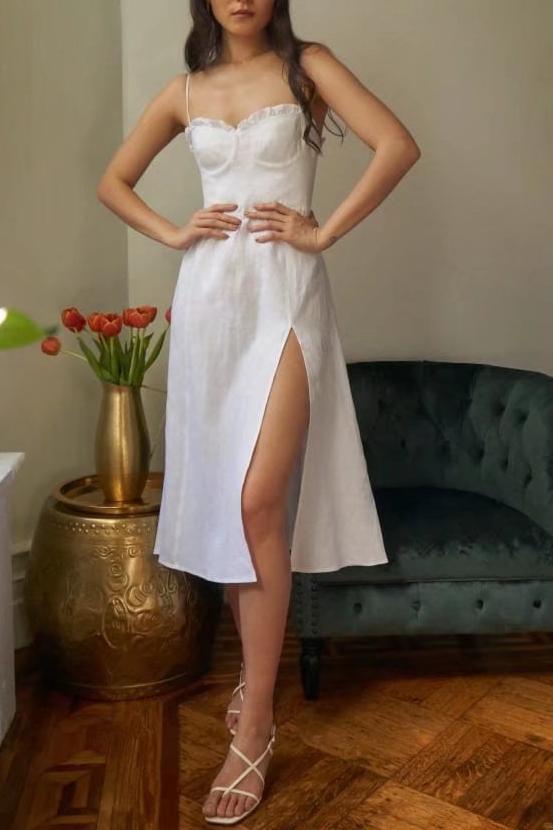 Summer Mature Elegant Women Suspender A- line Dress