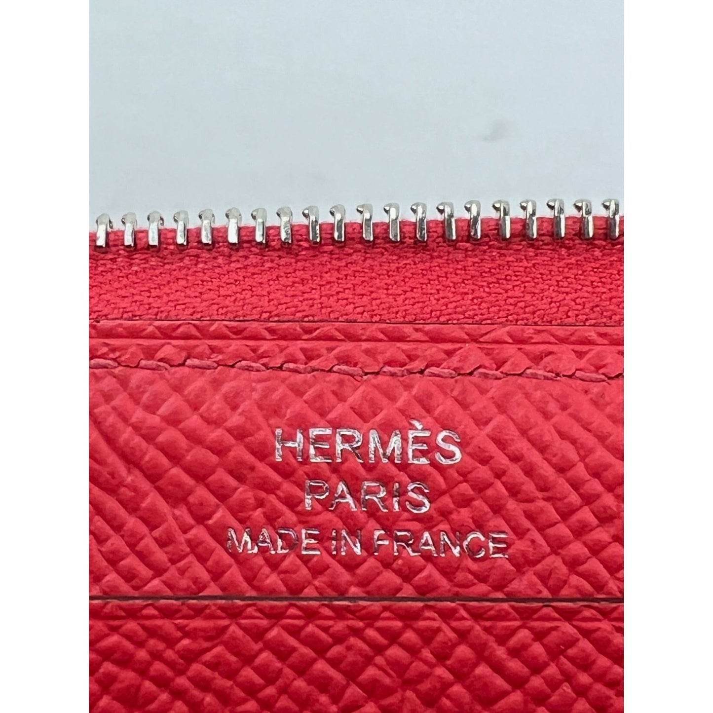 Hermes Epsom Lucky Wrist Azap Leather Pink Red Wallet