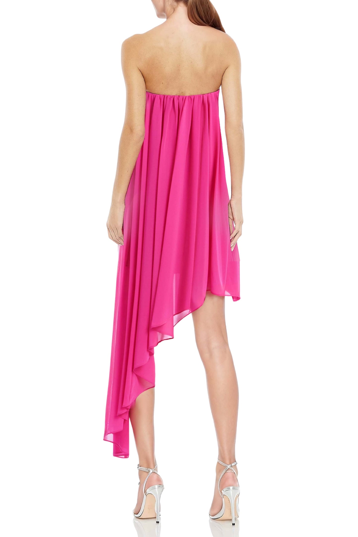 One 33 Social Maeve Strapless Tent Silhouette Floral Asymmetrical Hem Midi Dress