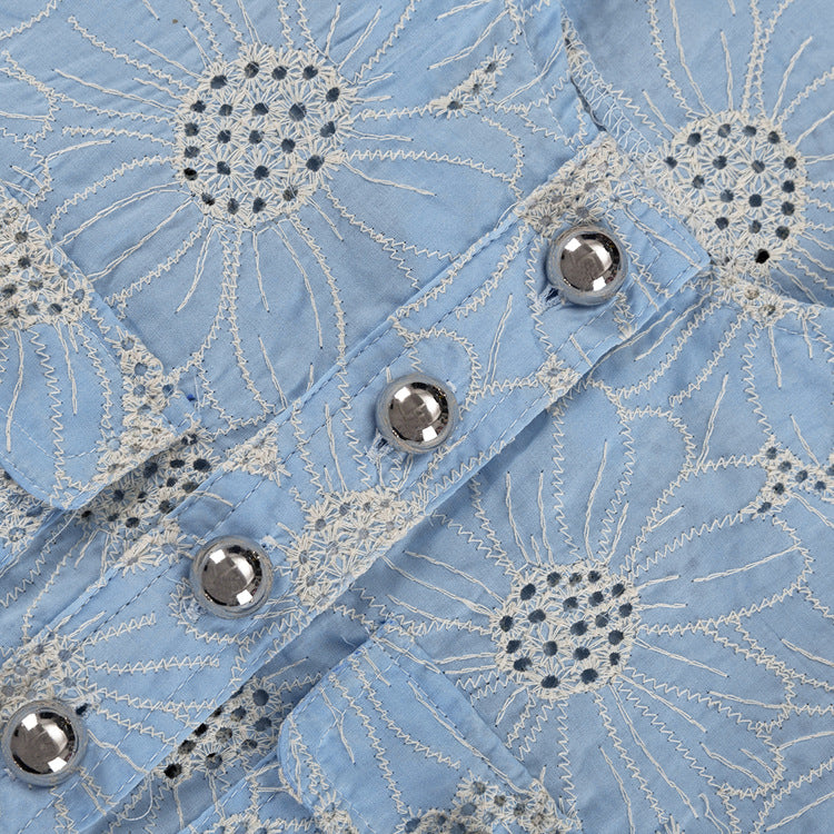 French Embroidered Short Two Piece Set