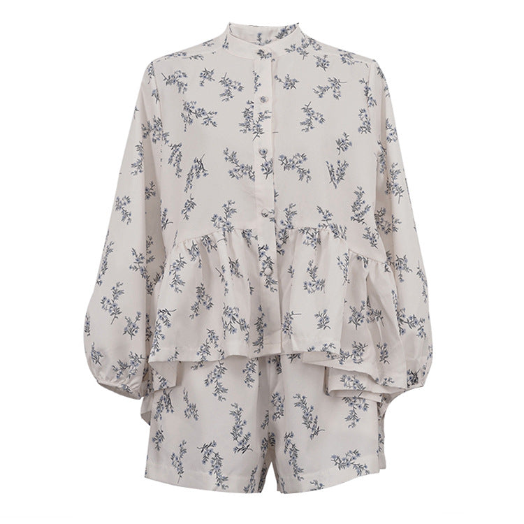 French Classic Skirt Printed Shorts Suit
