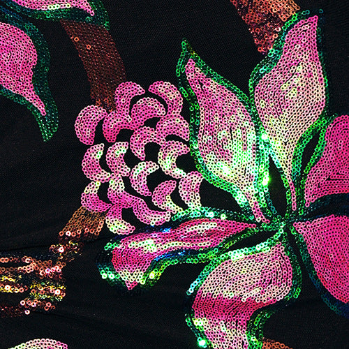 Long Sleeve Crew Neck Sexy Cutout Long Sequined Cocktail Evening Dress