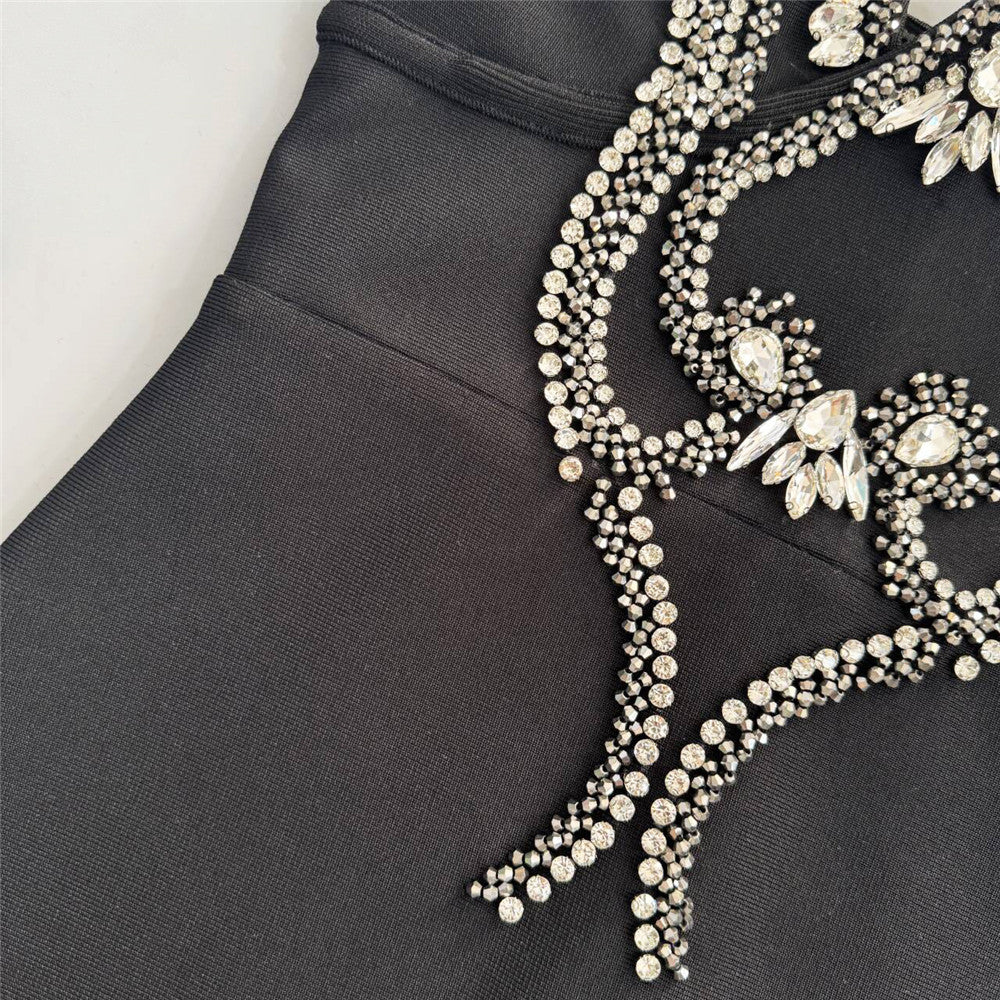 Black Strapless Embellished Maxi Dress – Elegant Formal Evening Gown