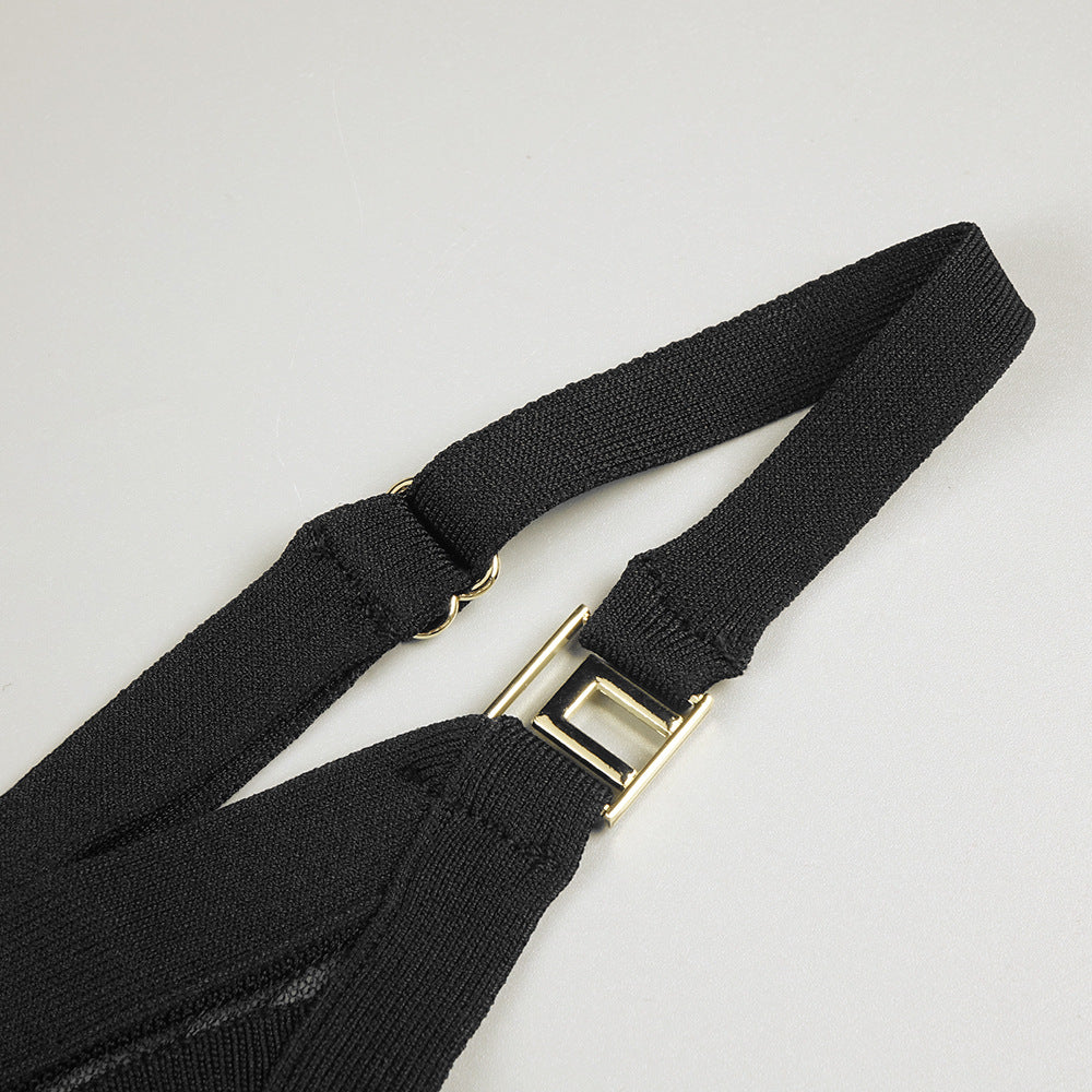 Sexy Deep V Black Sheer Striped Maxi Dress | Runway-Inspired Evening Gown