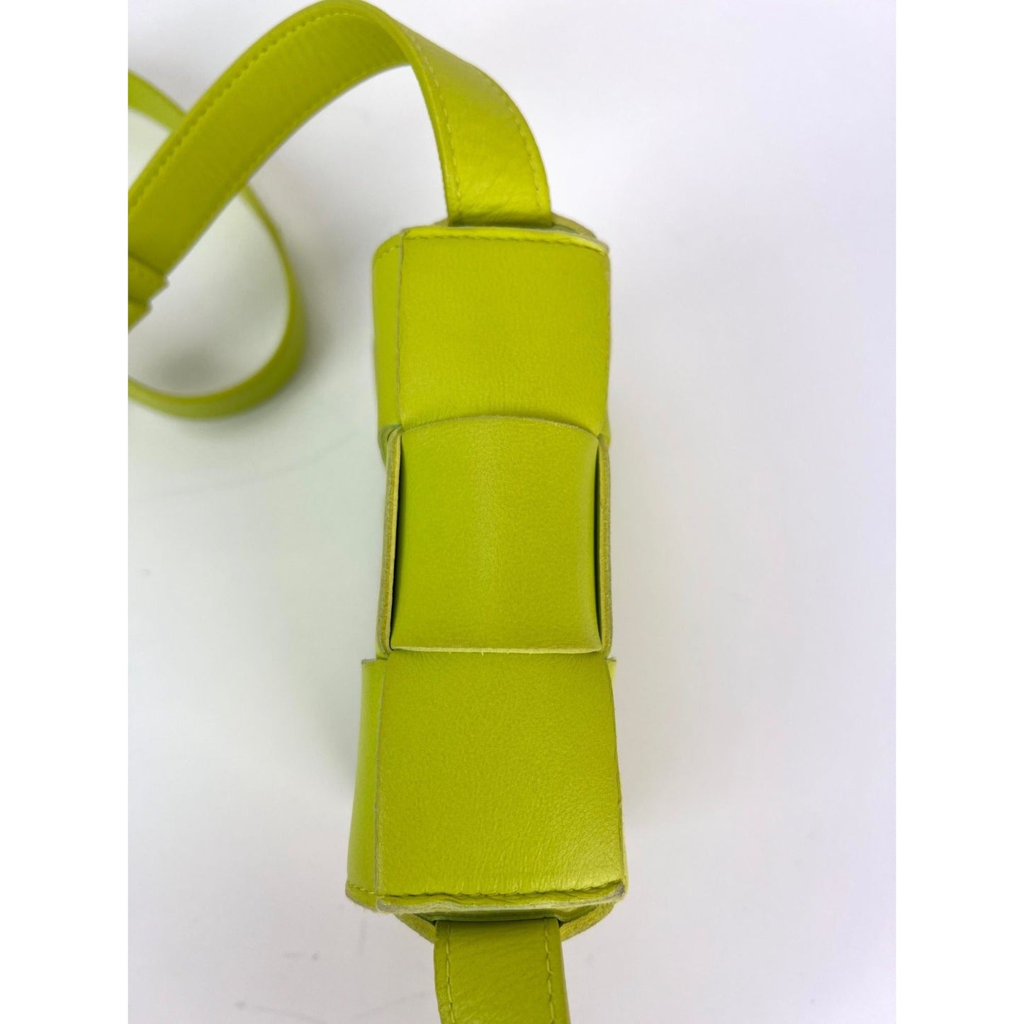 BOTTEGA VENETA Intrecciato Mini Cassette Lime Green Lambskin Crossbody Bag