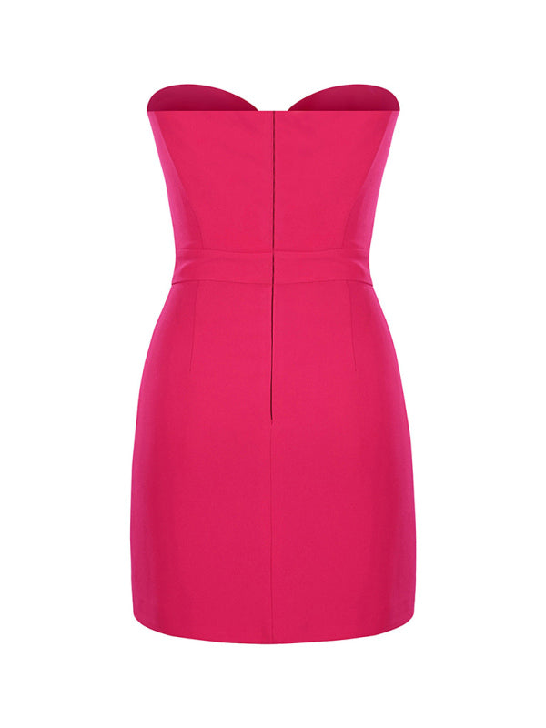 sexy backless straight skirt hollow bow dress