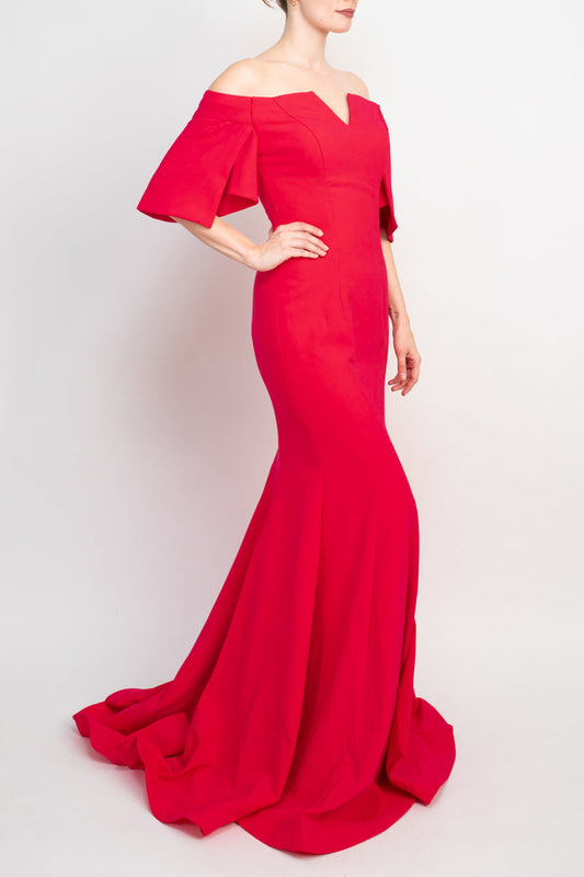 Jovani Off-The-Shoulder Crepe Bodycon Gown
