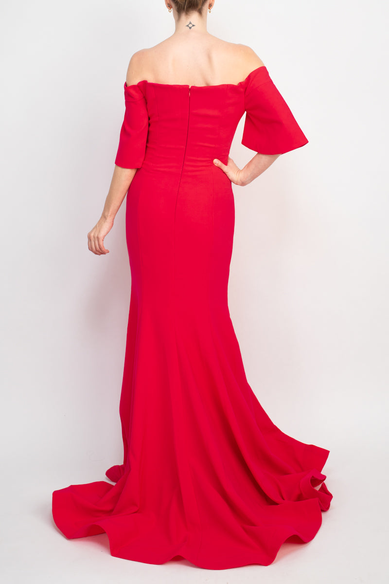 Jovani Off-The-Shoulder Crepe Bodycon Gown