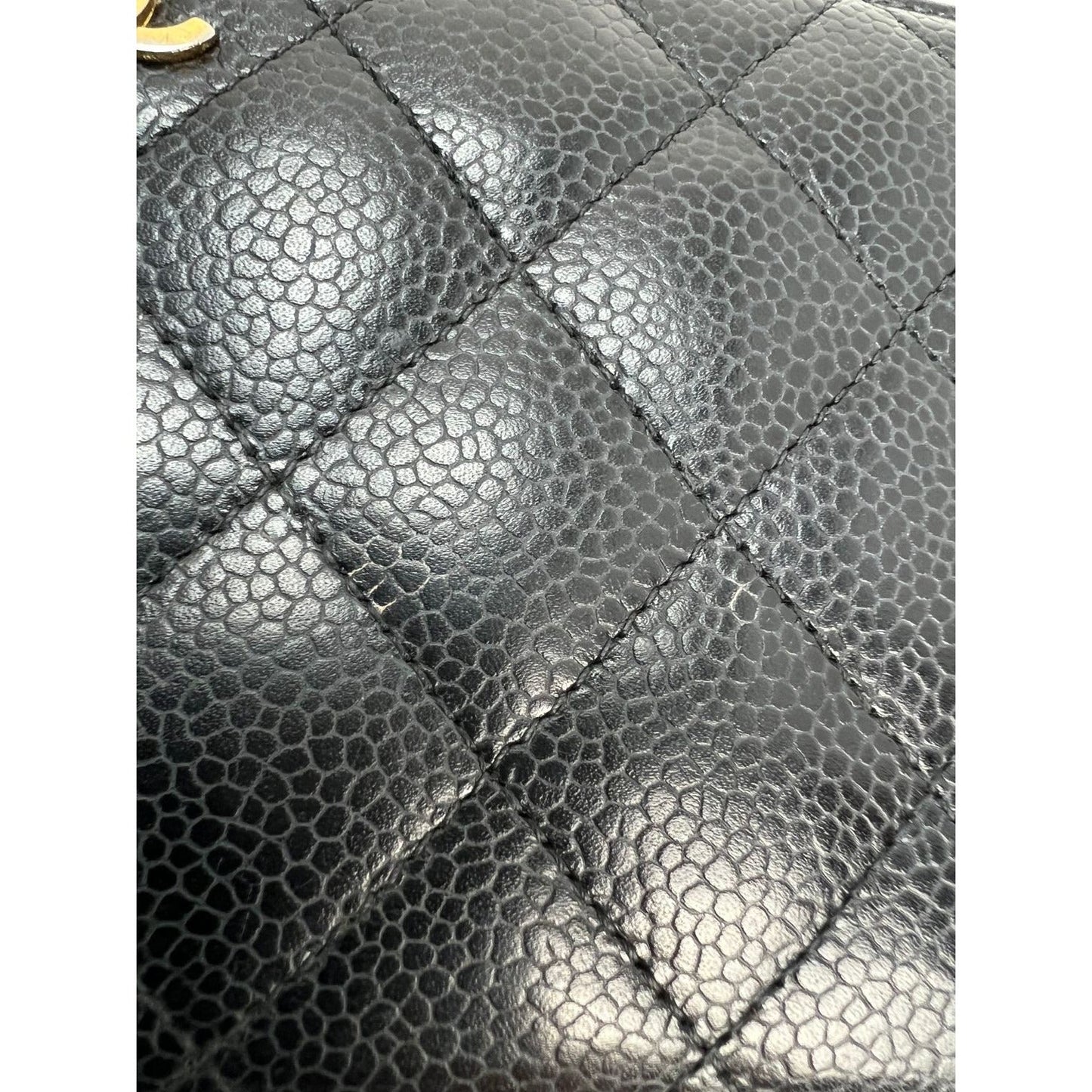 Chanel Caviar Quilted Large Gusset  Zip Around Black Wallet