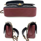 Chanel Calfskin Quilted Strap into Flap Black Burgundy Shoulder Bag