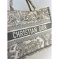 CHRISTIAN DIOR Medium Dior Book Gray Embroidery Tote