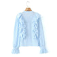 French Sweet Ruffled Bow Tie  Shirt