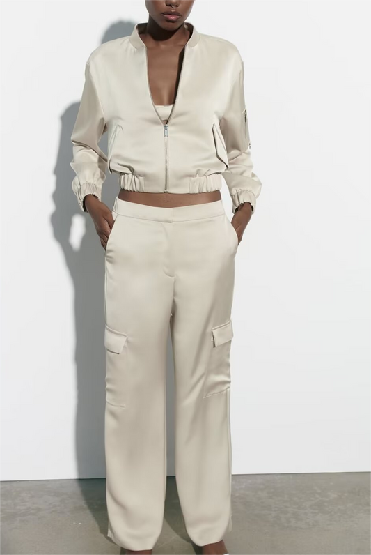 Bomber Jacket Casual Working Pants Set