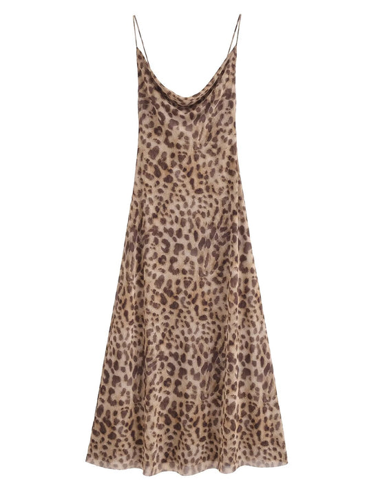 Spring Women Clothing Animal Print Silk Net Dress