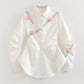 Spring  Three Dimensional Floral Trim Waist Trimming Shirt