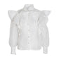 Autumn Bow Lace up Stand-up Collar Blouse