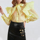 Autumn Bow Lace up Stand-up Collar Blouse