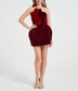 Wine-Red 3D Heart Detail Mini Dress – Sexy Women’s Party Fit