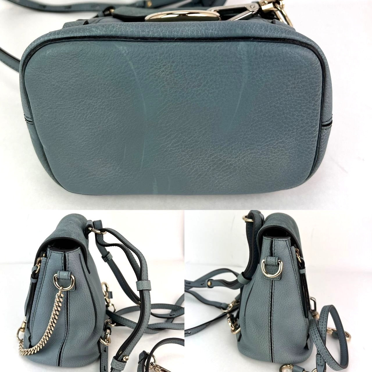 Chloe Blue Faye Mini Suede and Leather Backpack Bag