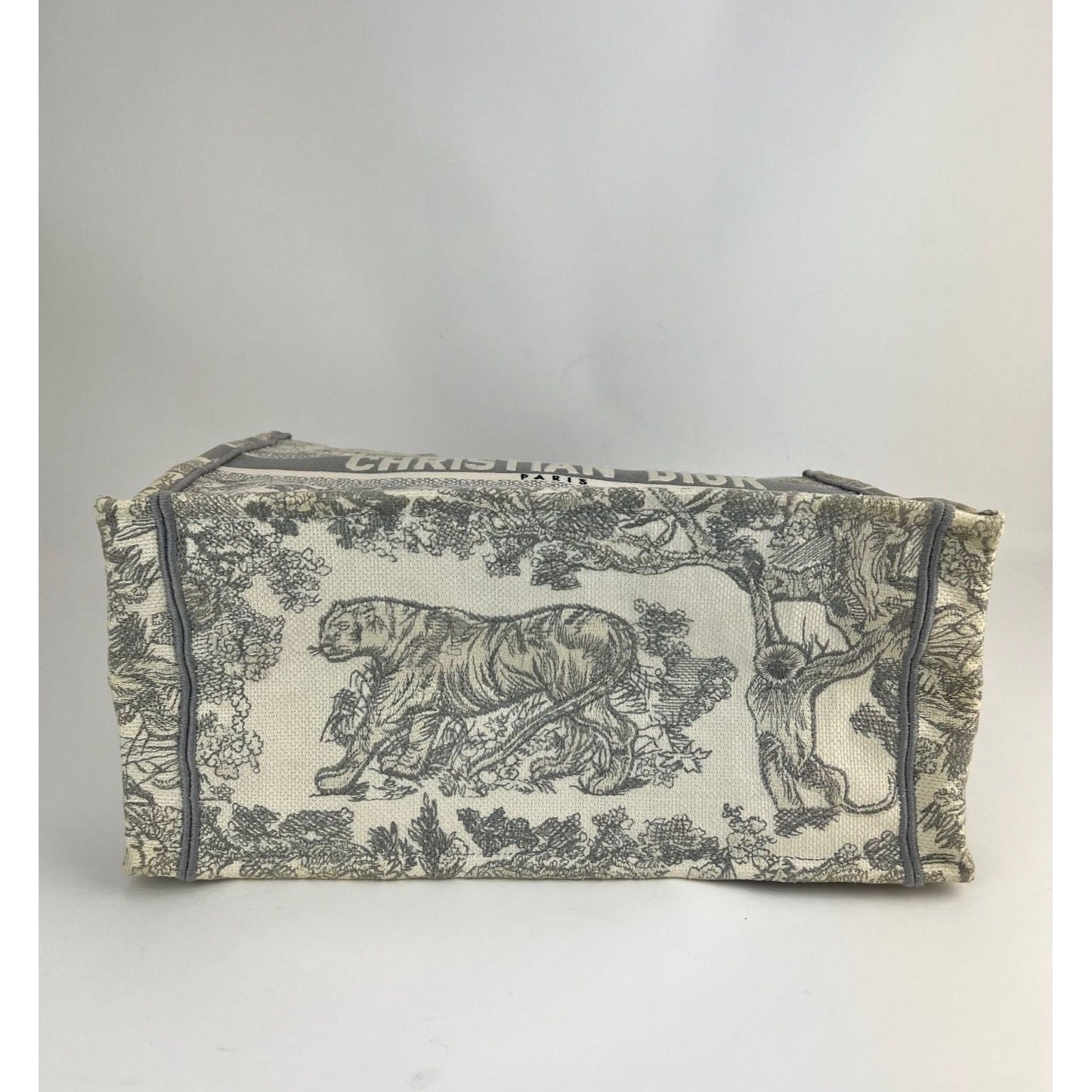 CHRISTIAN DIOR Medium Dior Book Gray Embroidery Tote