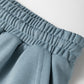 Dusk Blue Lace Crochet Patched Lace-up High Waist Wide Leg Pants