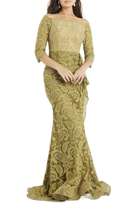 Jovani Off Shoulder Embellished Lace Bodycon Gown