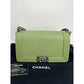 Chanel Calfskin Chevron Quilted Medium Boy Flap Light Green Bag