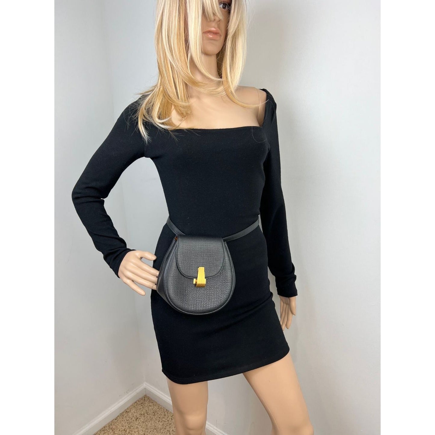 Bottega Veneta Palmellato Calfskin rounded Belt Waist Bag Black