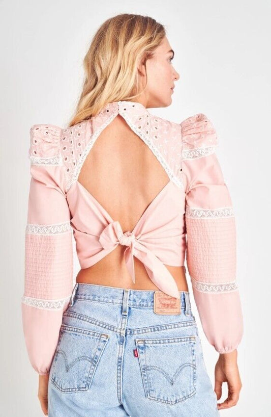 Loveshackfancy Hito Handkerchief Pink Top for Women - Size XS