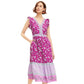 LOFT Women's Border Ruffle Floral V-Neck Sleeveless Midi Dress Size 10