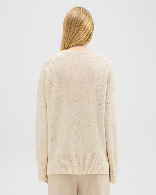 Theory Karenia Crewneck Wool/Cashmere Blend Cream Multi Speckled Womens Sweater