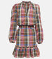 Veronica Beard Long Sleeve Dress Pink Plaid Ruffle Smocked Waist  0