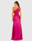 MAC DUGGAL 68485 CUT OUT ONE SHOULDER SATIN MAGENTA GOWN