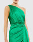 Ieena Mac Duggal Emerald Green One-Shoulder Ruched Satin Gown