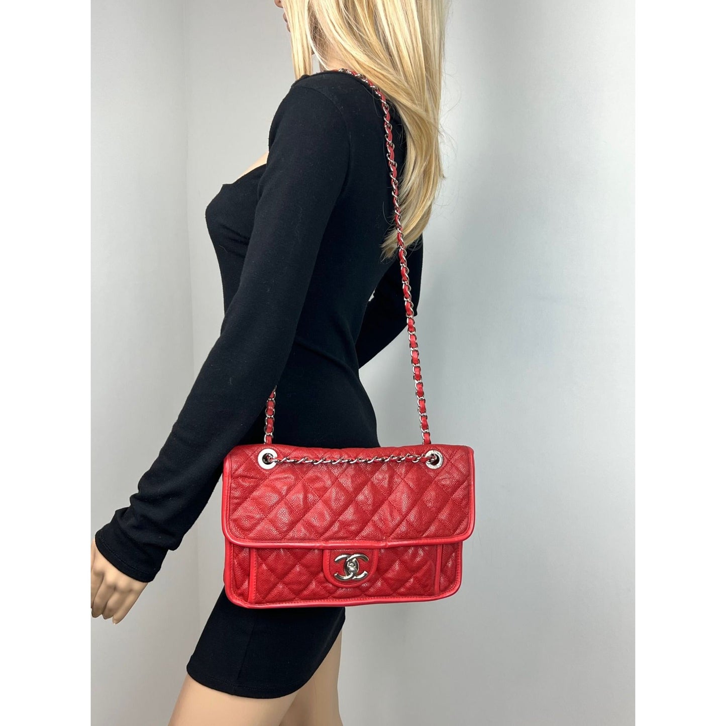 Chanel Caviar Quilted Medium French Riviera Red Flap