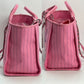 Chanel Canvas Calfskin Striped Medium Deauville Pink Tote