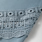 Dusk Blue Lace Crochet Patched Lace-up High Waist Wide Leg Pants