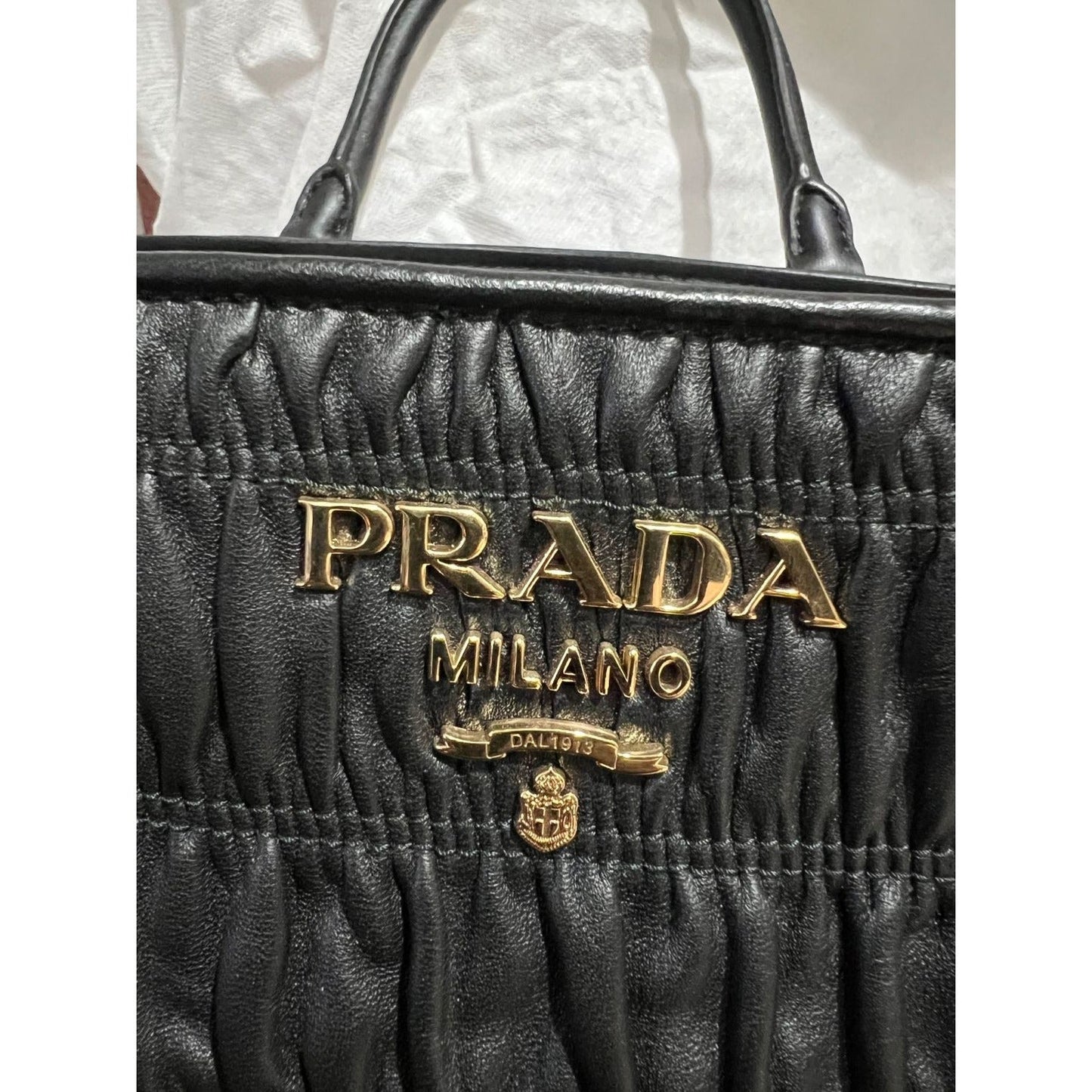 Prada Nappa Gaufre Black Leather Shoulder Crossbody Bag SOLD