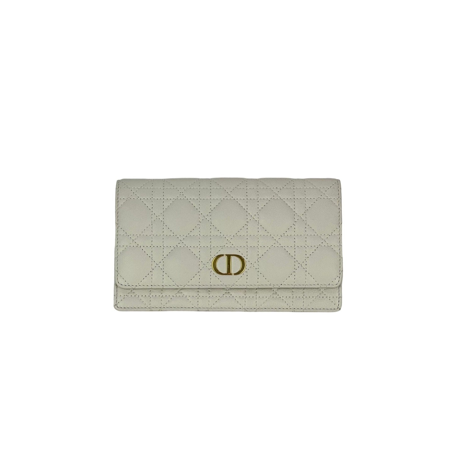 Christian Dior Caro Cannage White Leather Belt Bag Clutch