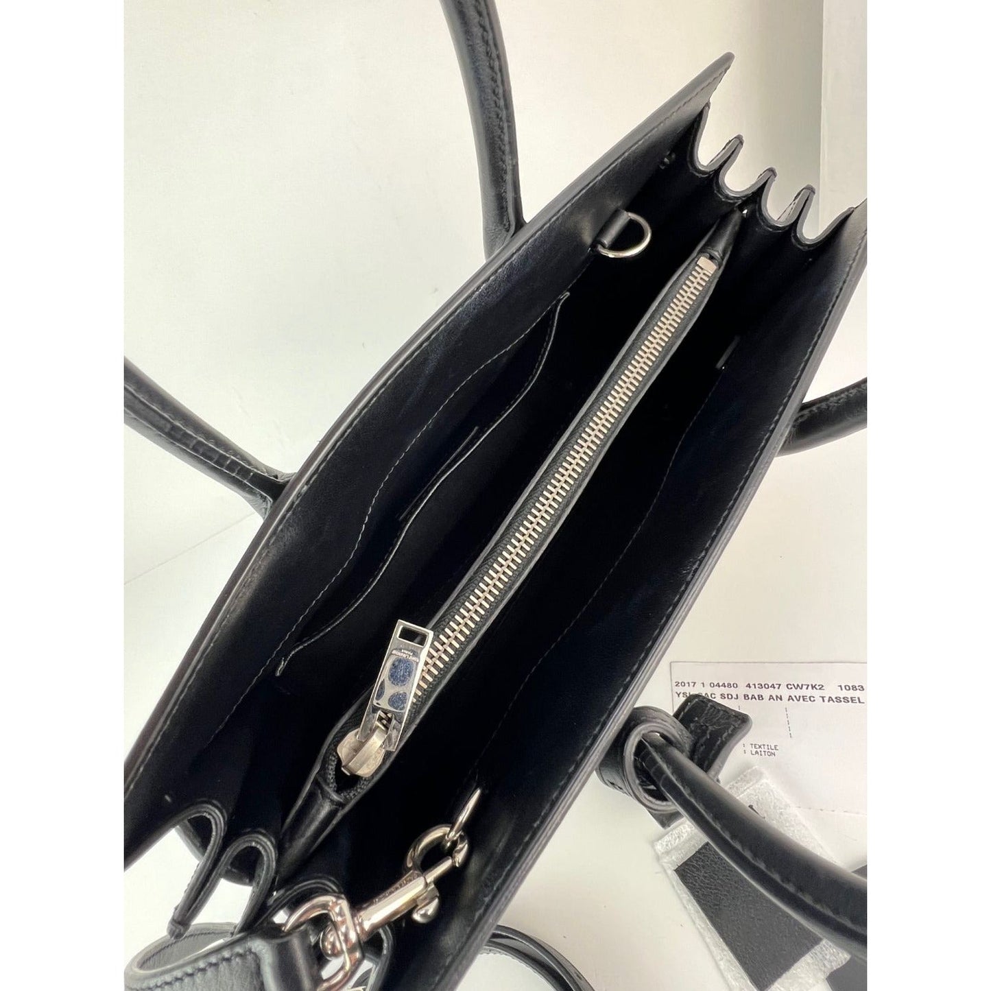 Saint Laurent Sac De Jour Embellished Patches Baby Black Leather Shoulder Bag