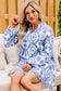 Blue Boho Floral Embroidered Shift Mini Dress