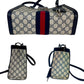 Gucci GG Supreme Dollar Calfskin Web Small Padlock Navy Tote