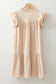 Jet Stream Linen Embroidery Pom Pom Short Dress