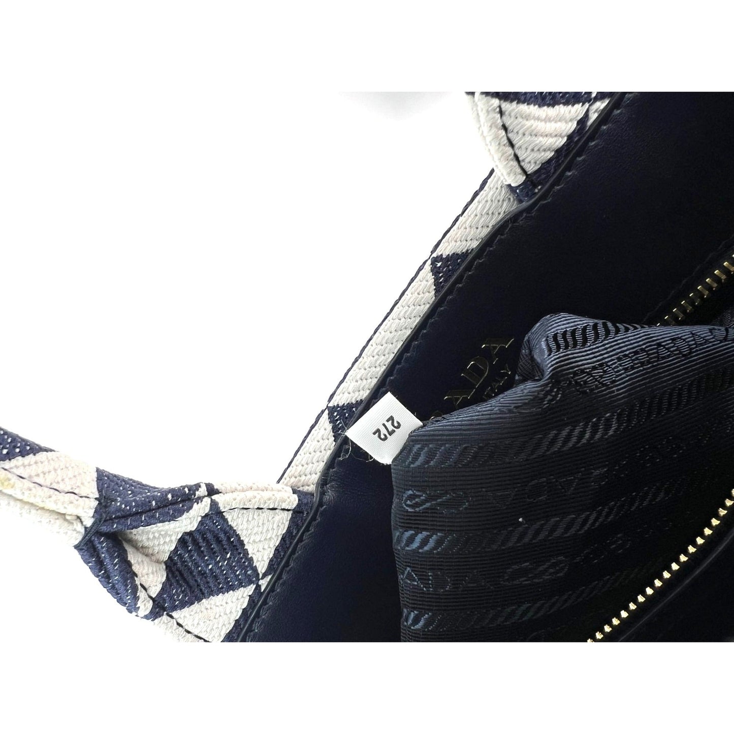 Prada Small Symbole Embroidered Fabric Handbag