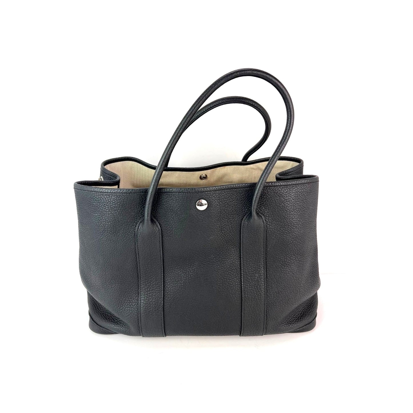 Hermes Negonda Garden Party MM 36 Black Leather Tote
