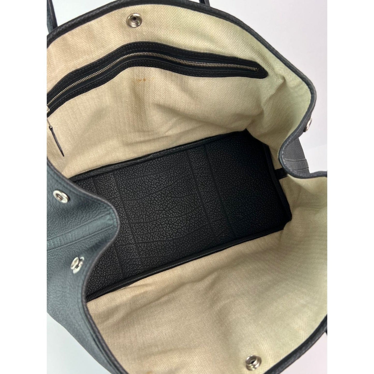 Hermes Negonda Garden Party MM 36 Black Leather Tote